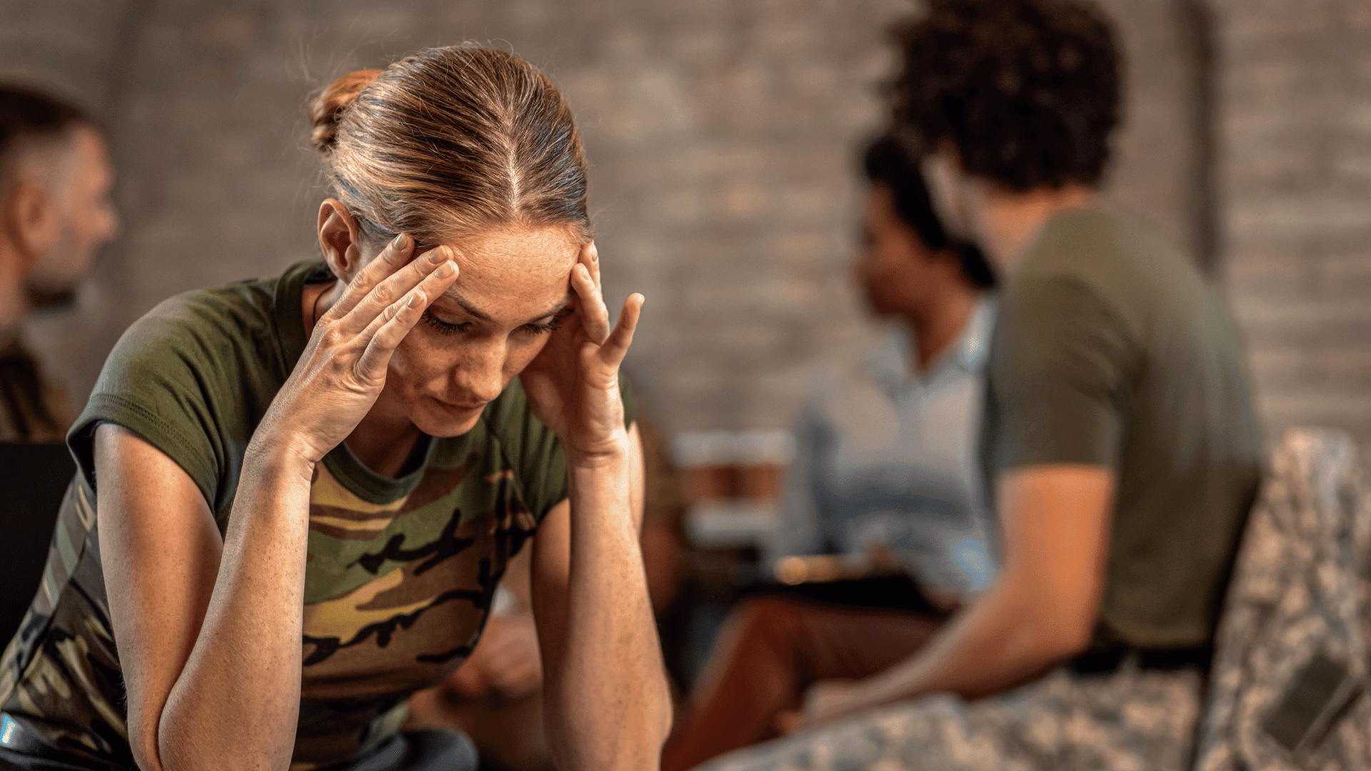 Military service member experiencing PTSD symptoms