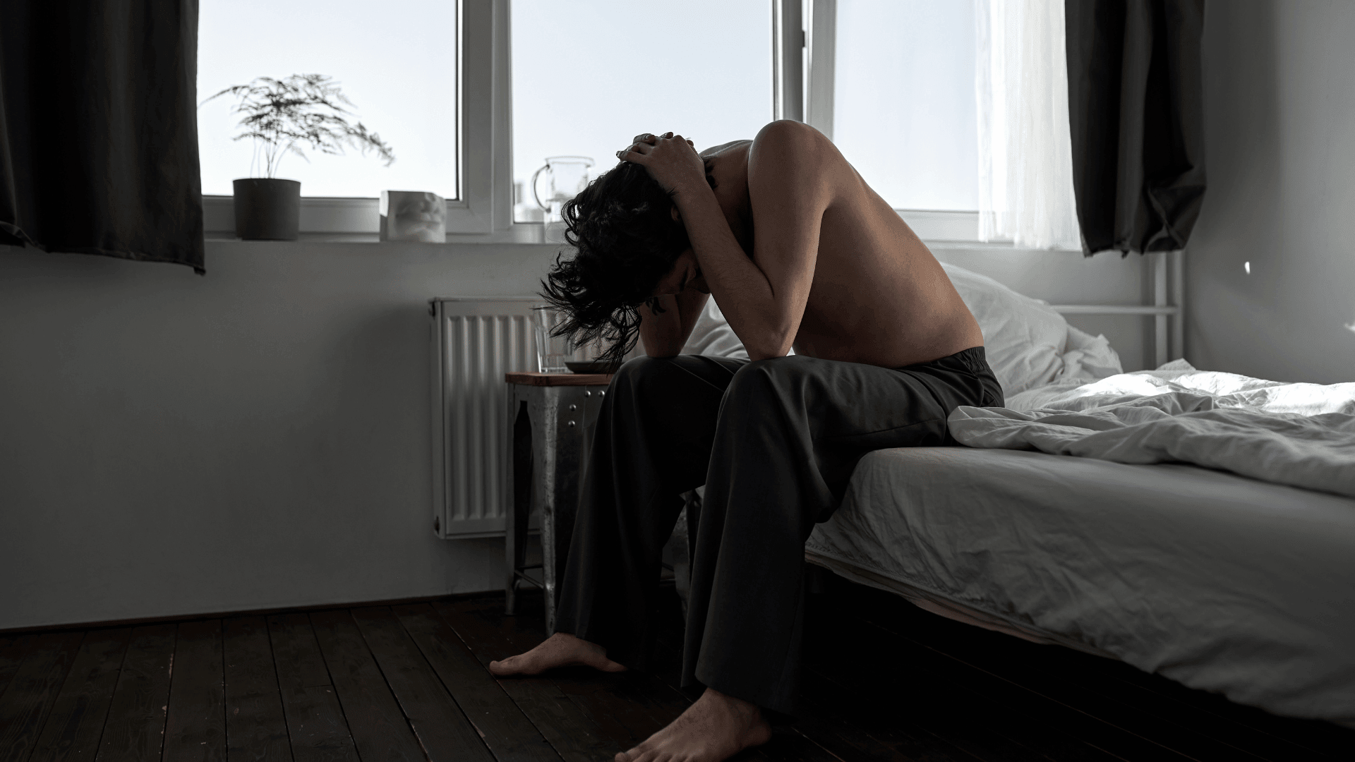 Person seeking support through online depression therapy