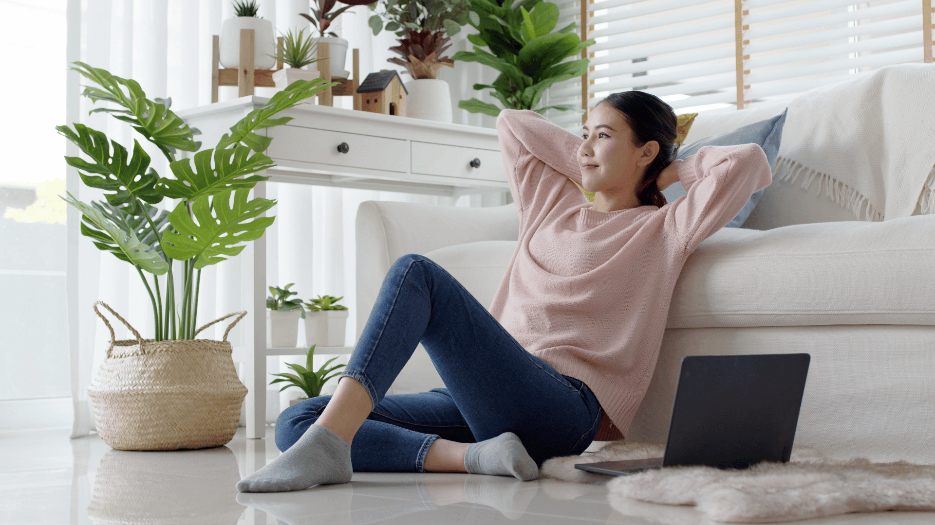 Person engaged in a supportive online therapy session in a calm, safe environment